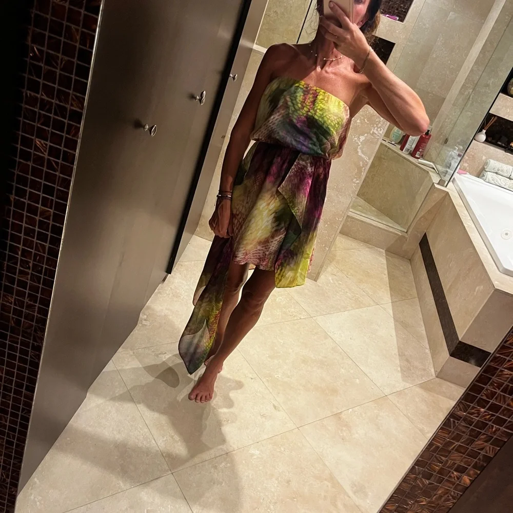 bebe Multicolor Strapless Dress